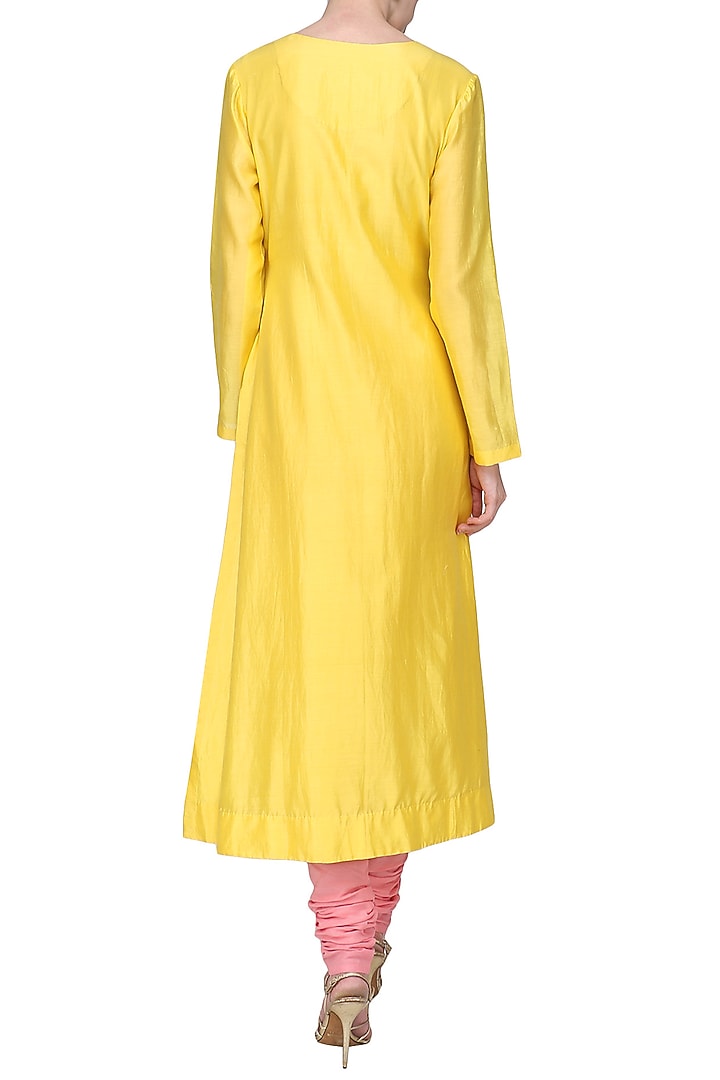 Yellow embroidered kurta available only at Pernia's Pop Up Shop.