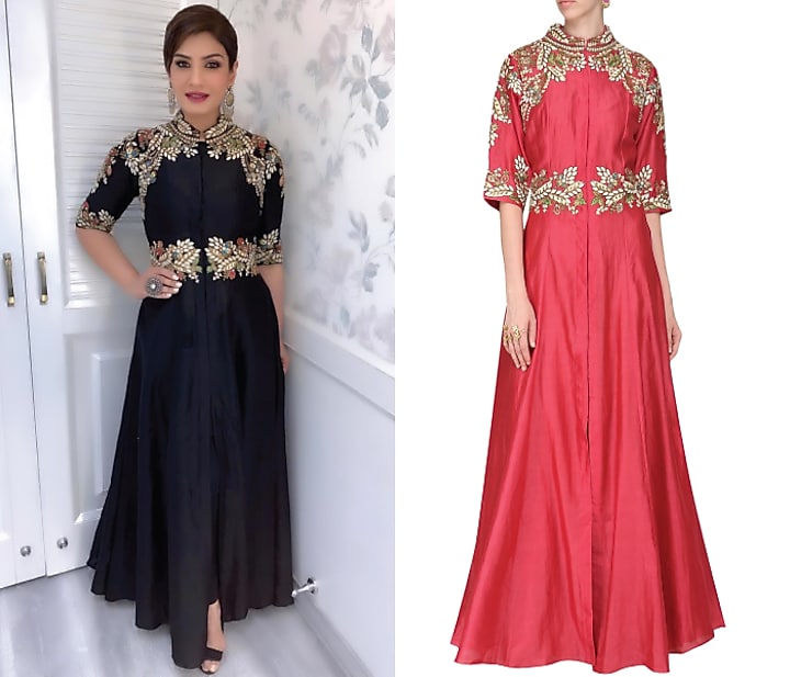 Carrot red embroidered front open gown available only at Pernia's Pop Up Shop.