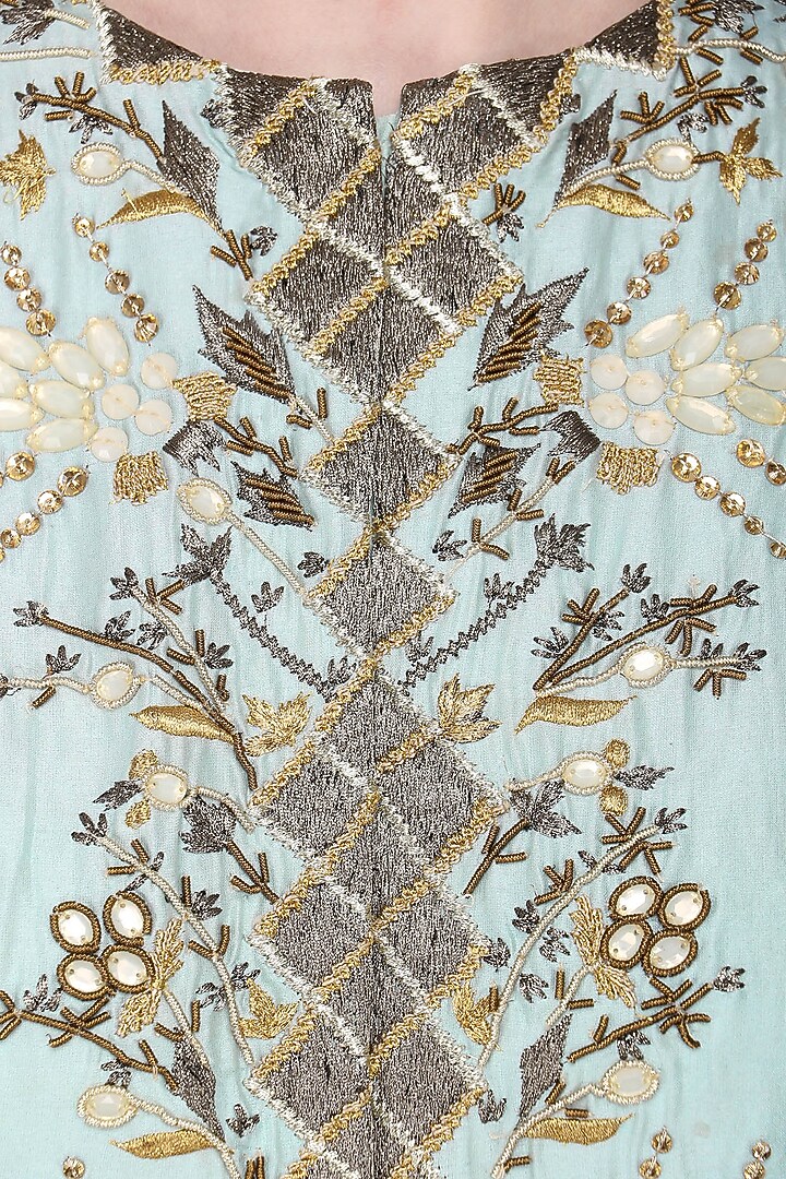 Sky blue embroidered front open gown available only at Pernia's Pop Up Shop.