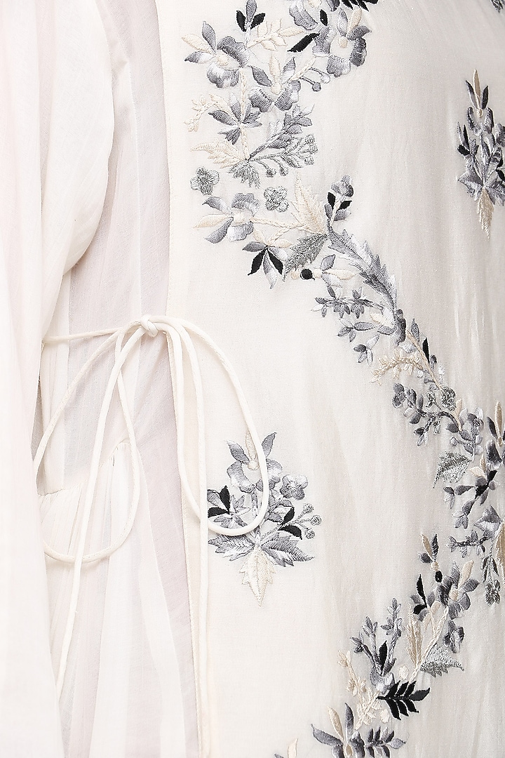 Off white asymmetrical embroidered tunic available only at Pernia's Pop Up Shop.