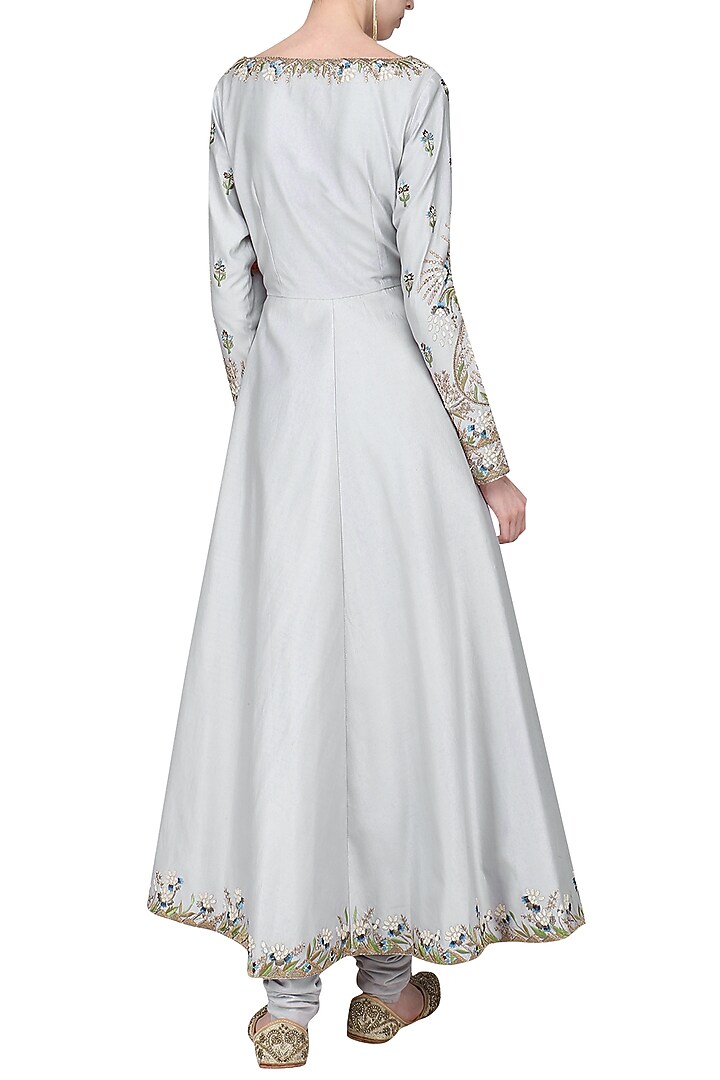 Mauve front open embroidered anarkali gown available only at Pernia's Pop Up Shop.