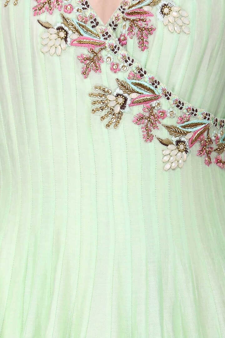 Mint green embroidered anarkali gown set available only at Pernia's Pop Up Shop.