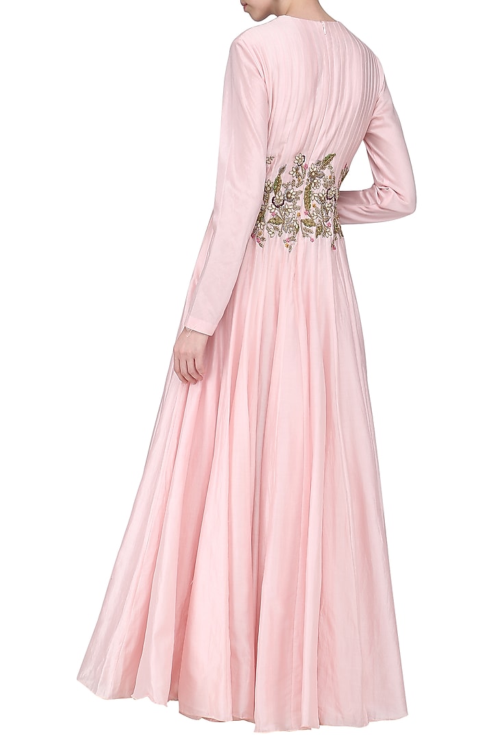 Pink embroidered anarkali gown available only at Pernia's Pop Up Shop.