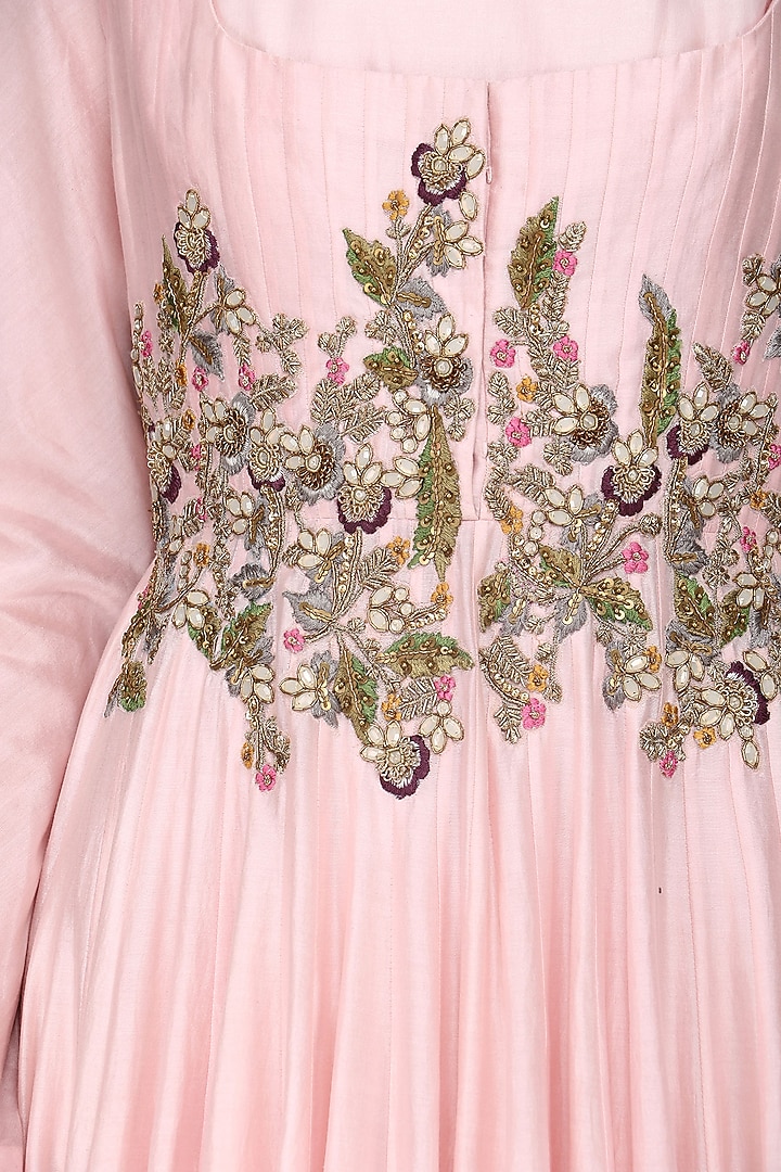 Pink embroidered anarkali gown available only at Pernia's Pop Up Shop.