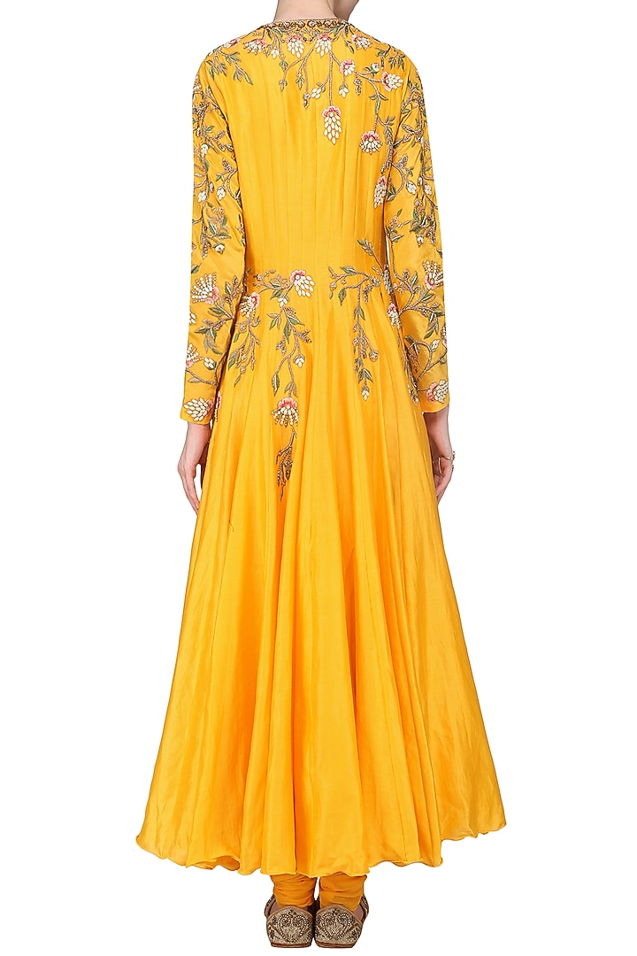 Orange embroidered anarkali gown set available only at Pernia's Pop Up Shop.