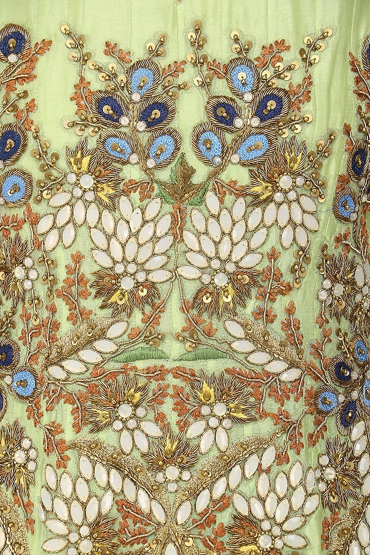 Parrot green embroidered anarkali gown set available only at Pernia's Pop Up Shop.