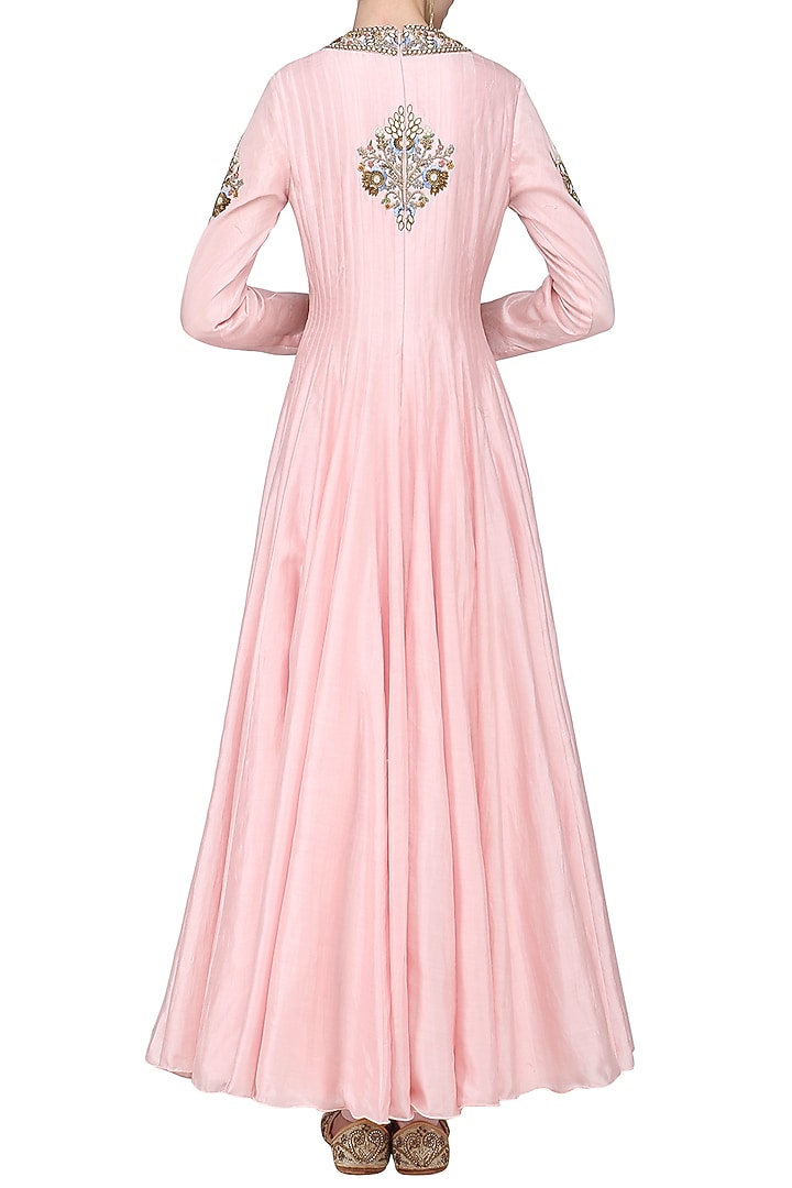 Pink embroidered anarkali gown set available only at Pernia's Pop Up Shop.