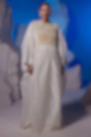 Ivory Cotton Silk & Fine Cotton Kaftan by Samant Chauhan at Pernia's Pop Up Shop