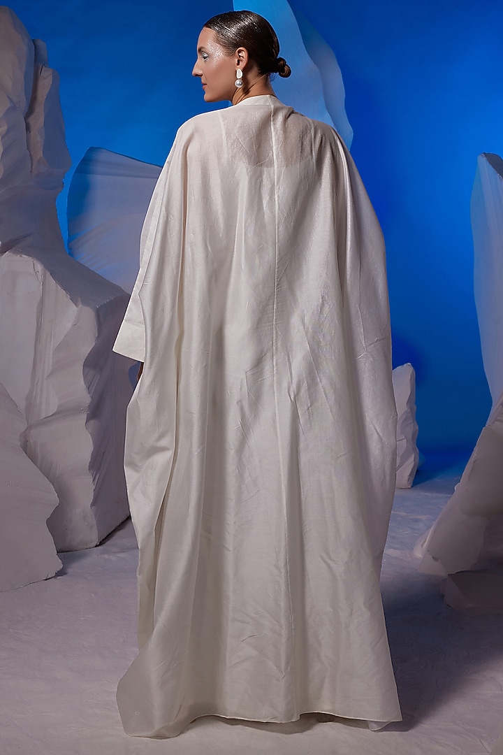Ivory Cotton Silk & Fine Cotton Kaftan by Samant Chauhan at Pernia's Pop Up Shop