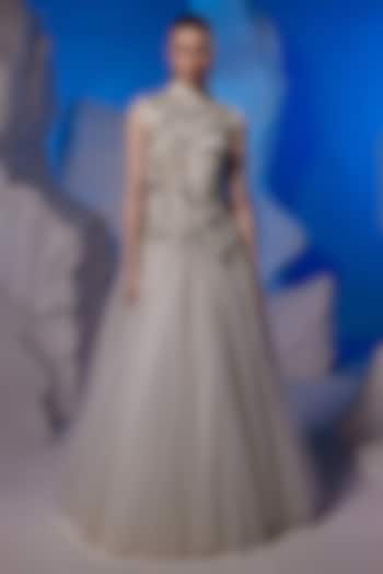 Ivory Net & Fine Cotton Wedding Gown by Samant Chauhan at Pernia's Pop Up Shop