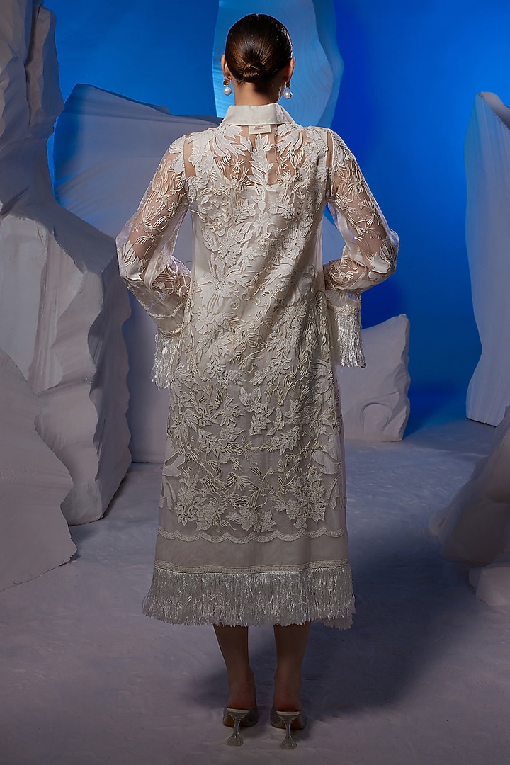 Ivory Organza Silk & Fine Cotton Kurta by Samant Chauhan at Pernia's Pop Up Shop