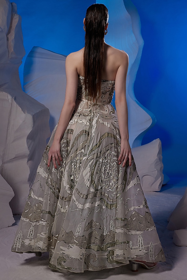 Ivory Organza Silk Off-Shoulder Bridal Gown by Samant Chauhan at Pernia's Pop Up Shop