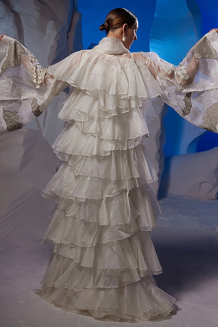 Ivory Organza Silk & Cotton Kurta by Samant Chauhan at Pernia's Pop Up Shop