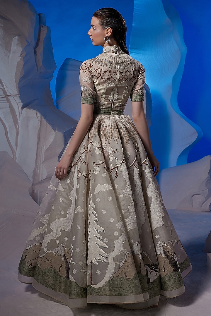Ivory Organza Silk & Cotton Bridal Gown by Samant Chauhan at Pernia's Pop Up Shop