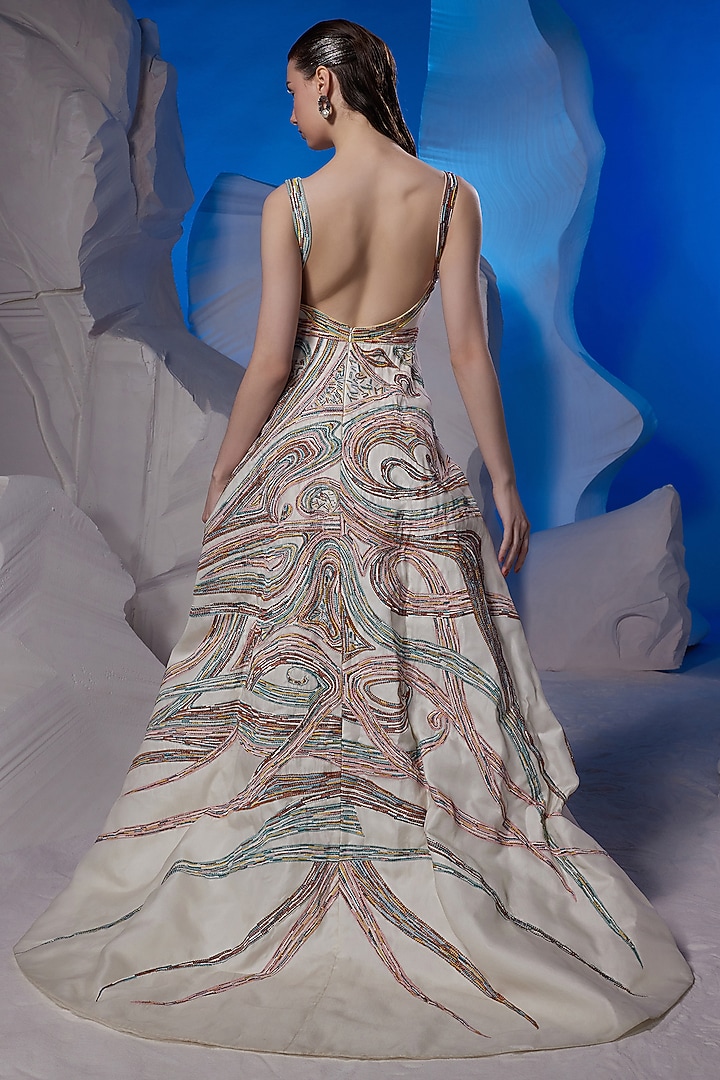 Off-White Cotton Silk & Cotton Wedding Gown by Samant Chauhan at Pernia's Pop Up Shop