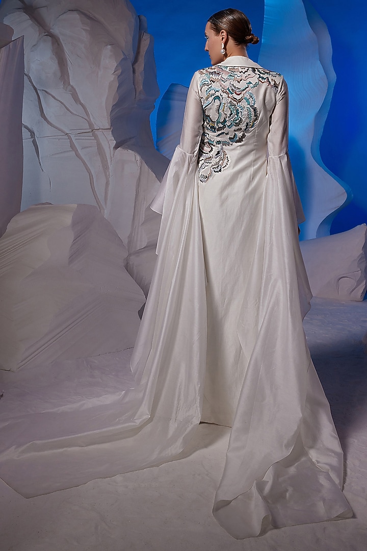 Off-White Cotton Silk & Cotton Engagement Gown by Samant Chauhan at Pernia's Pop Up Shop