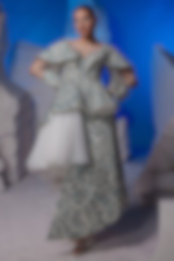 Off-White Cotton Silk & Net Party Wear Dress by Samant Chauhan at Pernia's Pop Up Shop