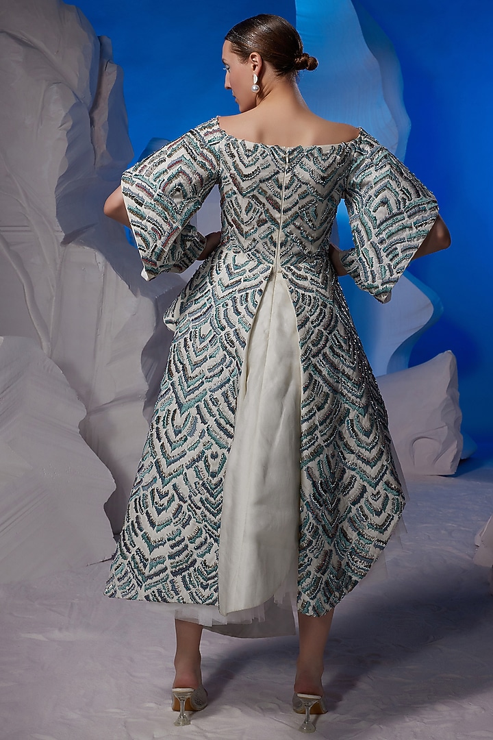 Off-White Cotton Silk & Net Party Wear Dress by Samant Chauhan at Pernia's Pop Up Shop