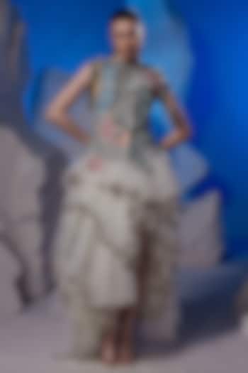 Ivory Cotton Silk & Net Party Wear Dress by Samant Chauhan at Pernia's Pop Up Shop