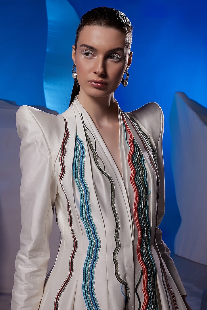 Ivory Cotton Silk Wedding Gown by Samant Chauhan at Pernia's Pop Up Shop