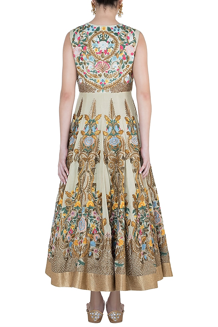 Gold Embroidered Shimmer Bridal Anarkali Gown by Samant Chauhan at Pernia's Pop Up Shop