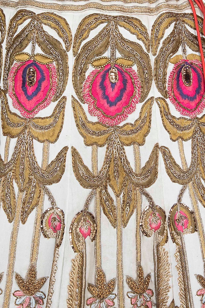 Off White Embroidered Cotton Silk Bridal Lehenga Set by Samant Chauhan at Pernia's Pop Up Shop