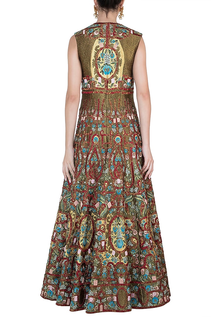 Red Embroidered Bridal Anarkali Gown by Samant Chauhan at Pernia's Pop Up Shop