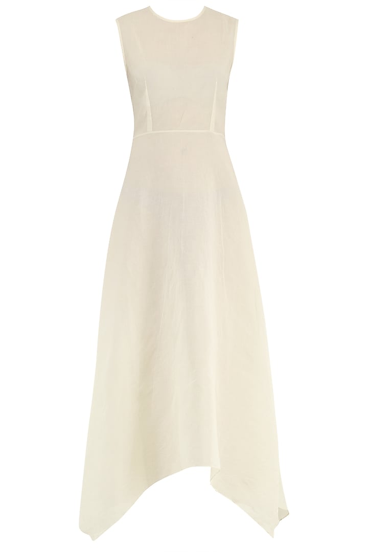 Off white embroidered asymmetrical layered kurta available only at Pernia's Pop Up Shop.