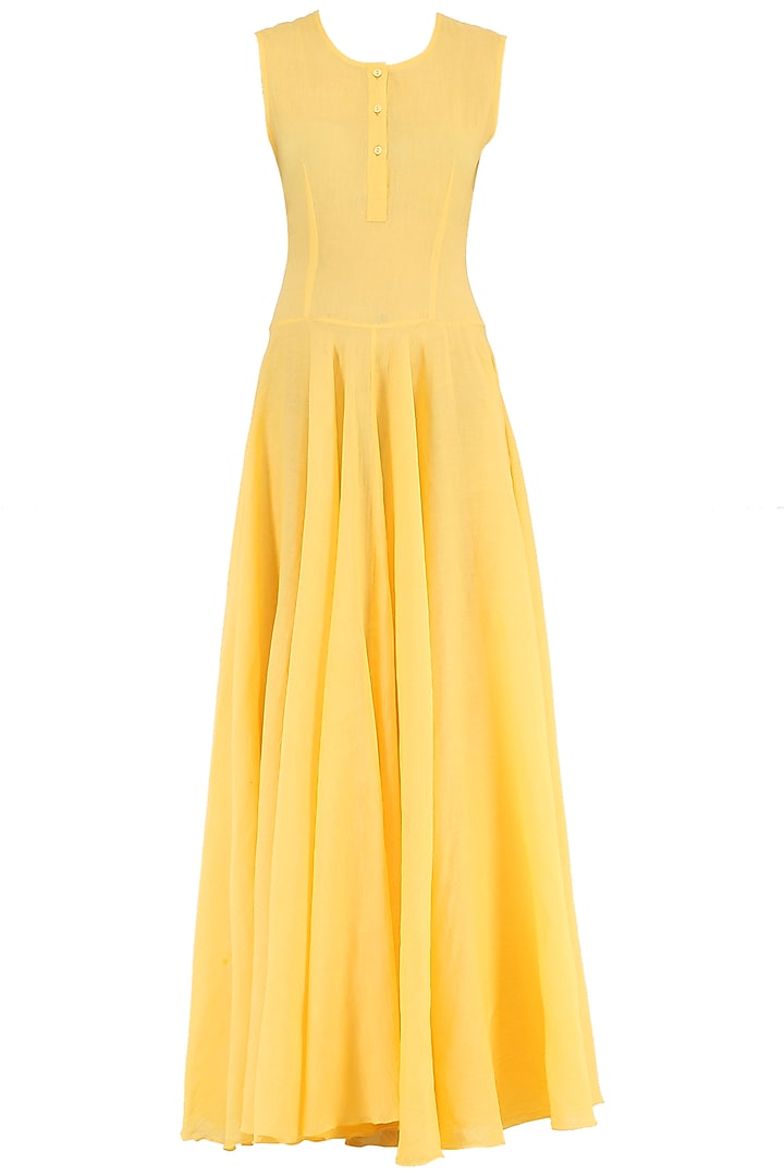 Yellow embroidered layered kurta available only at Pernia's Pop Up Shop.