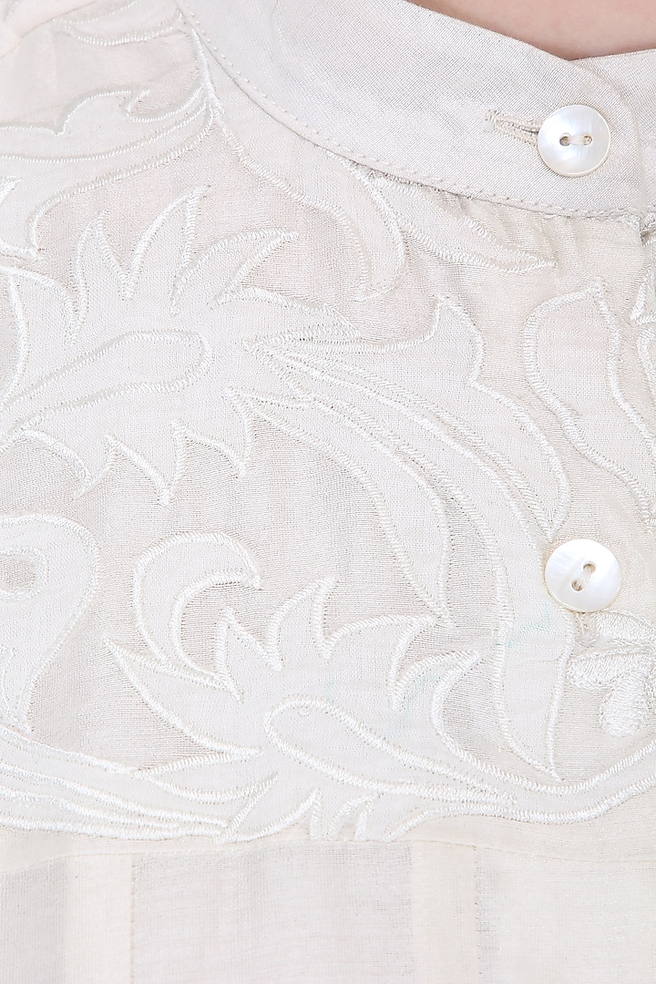 Off white embroidered midi shirt dress available only at Pernia's Pop Up Shop.
