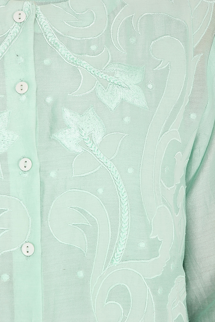Turquoise embroidered layered kurta available only at Pernia's Pop Up Shop.