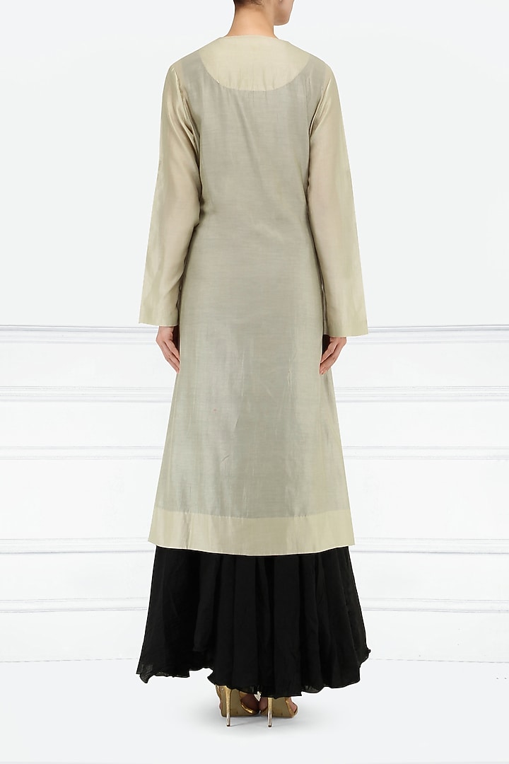 Black and grey multi-colour embroidered layered kurta available only at Pernia's Pop Up Shop.