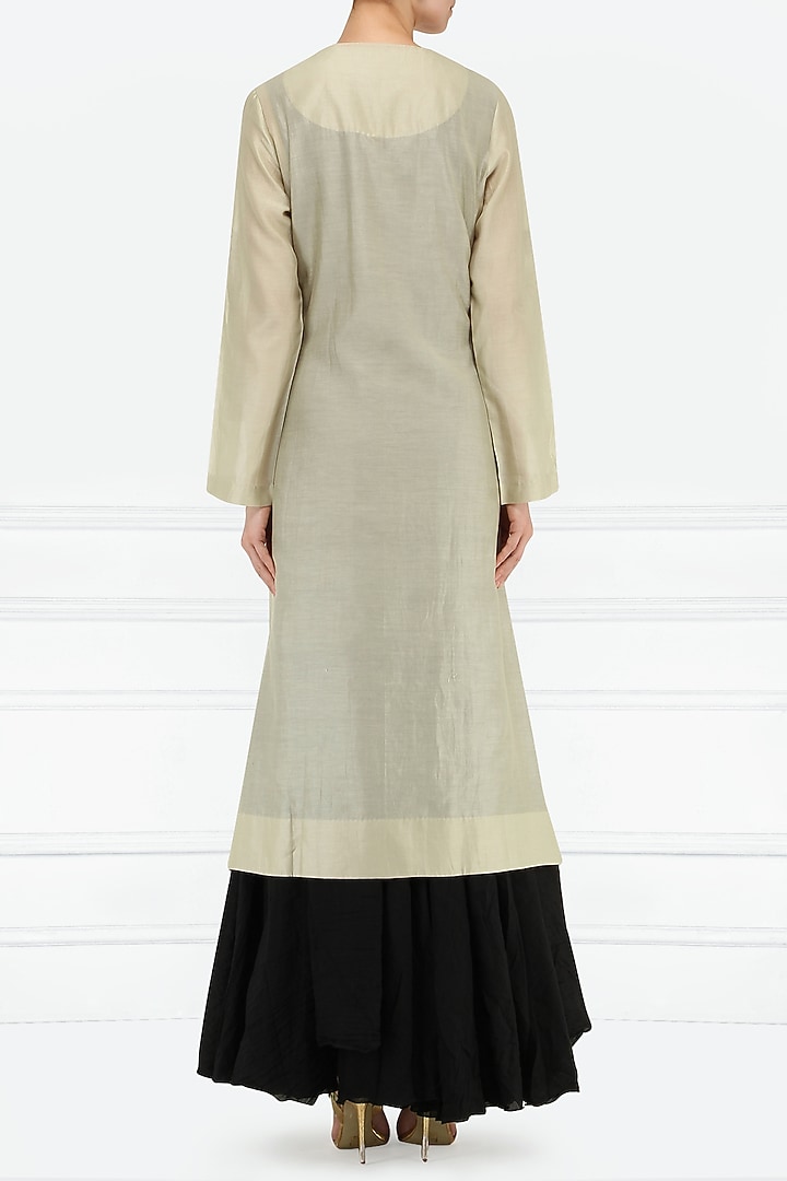 Grey and black multi-colour thread embroidered layered kurta available only at Pernia's Pop Up Shop.
