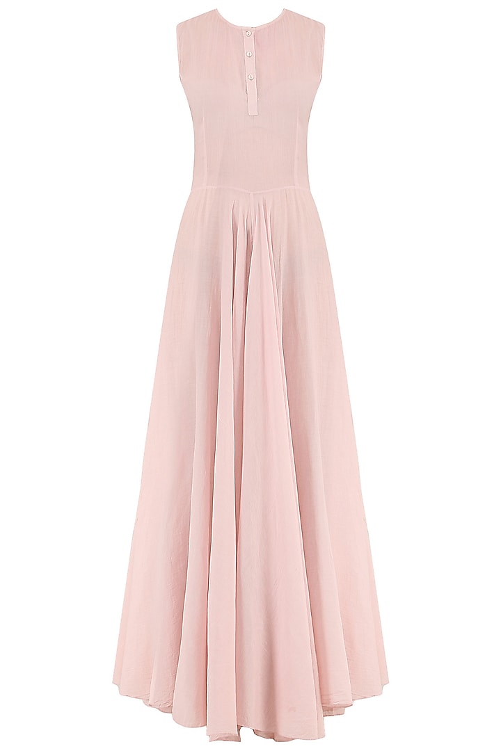 Pastel pink embroidered layered kurta available only at Pernia's Pop Up Shop.