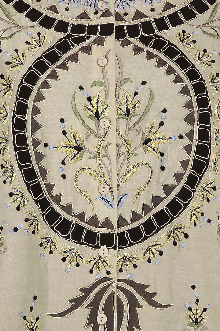 Black and grey multi-colour thread embroidered layered kurta available only at Pernia's Pop Up Shop.