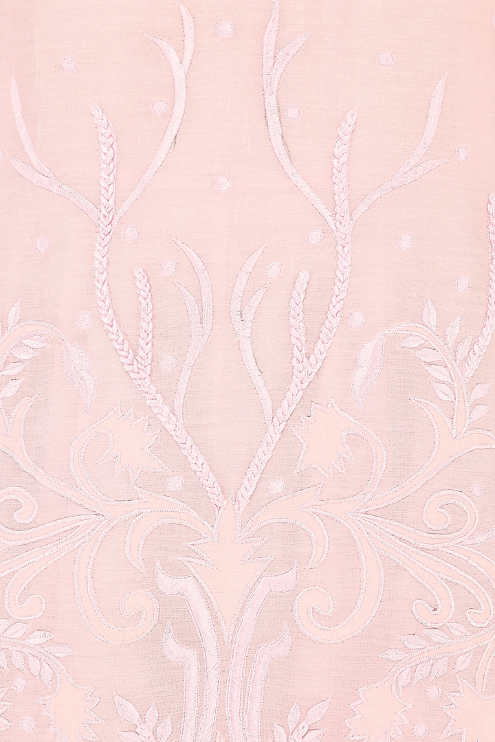 Pastel pink thread embroidered layered kurta available only at Pernia's Pop Up Shop.
