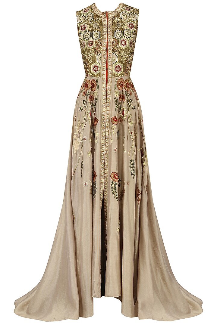 Beige Embroidered Anarkali by Samant Chauhan