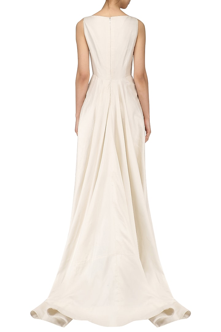 Off white embroidered drape gown available only at Pernia's Pop Up Shop.