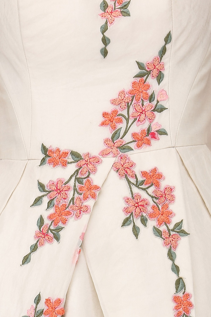 Off white embroidered drape gown available only at Pernia's Pop Up Shop.
