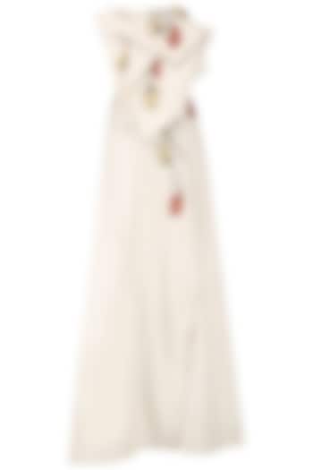 Off White Layered Peplum Gown by Samant Chauhan