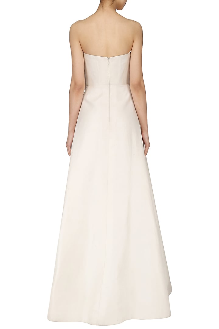 Off white layered peplum gown available only at Pernia's Pop Up Shop.
