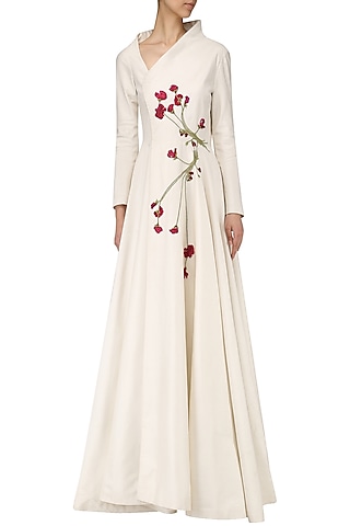 Off White Embroidered Gown by Samant Chauhan