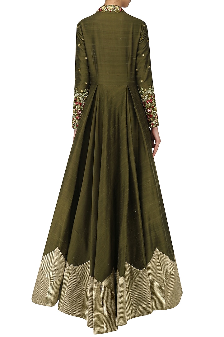 Brown floral embroidered gown available only at Pernia's Pop Up Shop.