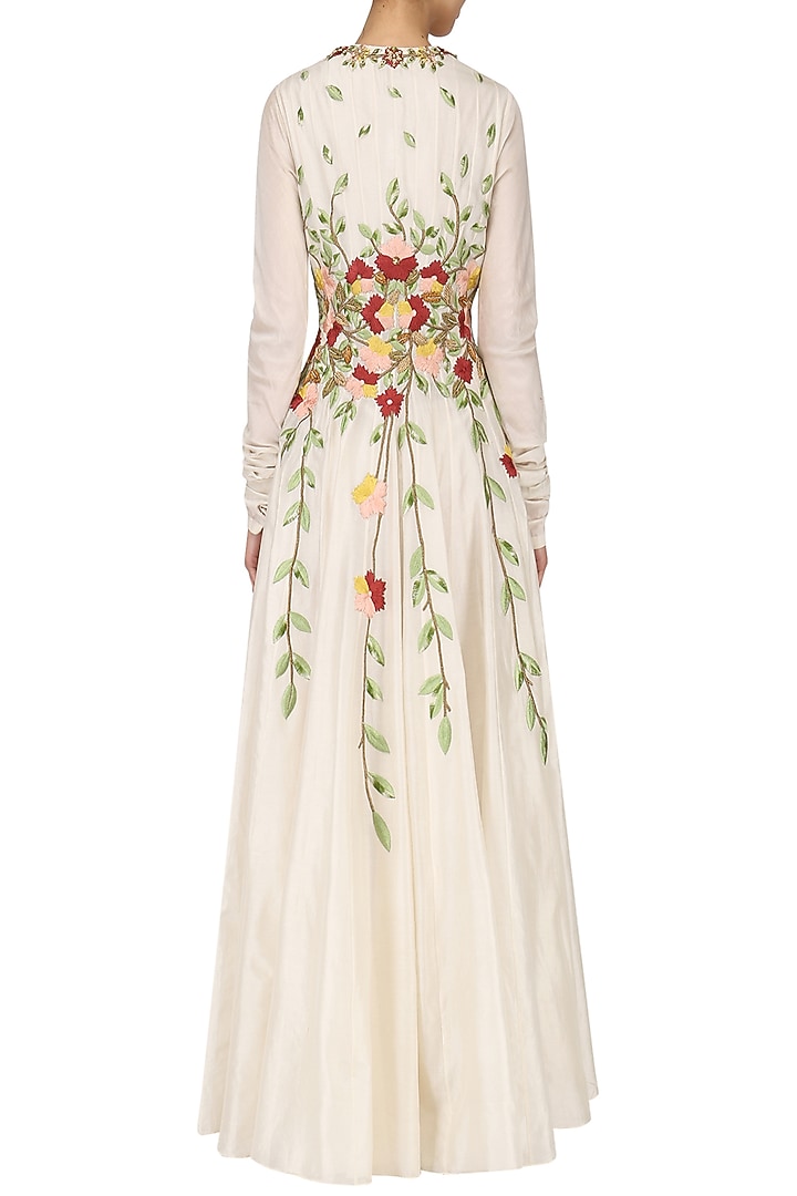 Off white embroidered anarkali available only at Pernia's Pop Up Shop.