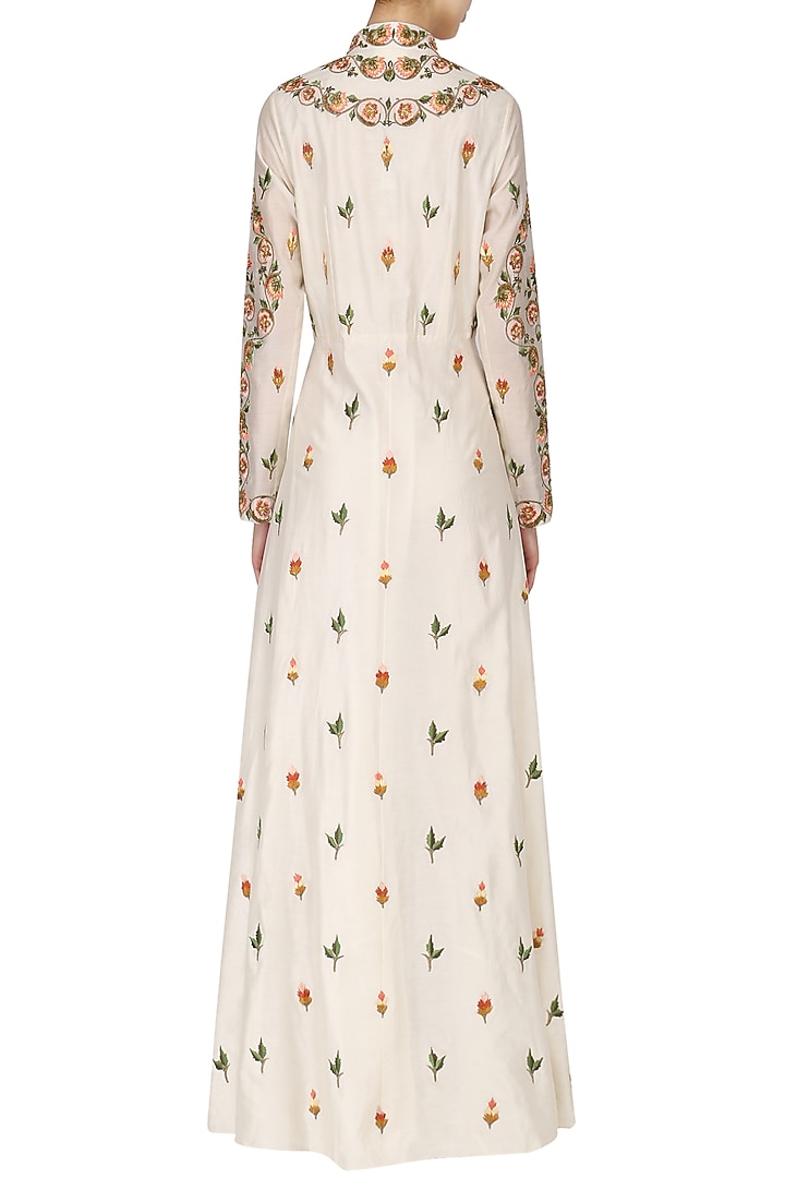 Off white embroidered anarkali available only at Pernia's Pop Up Shop.