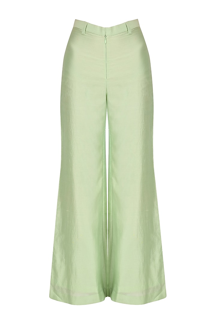 Mint green embroidered jacket with inner and palazzo pants set available only at Pernia's Pop Up Shop.