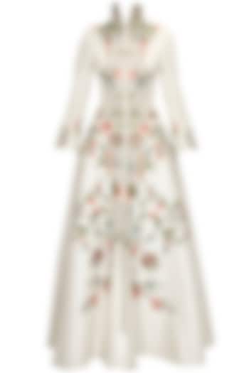 Ivory embroidered front open gown available only at Pernia's Pop Up Shop.