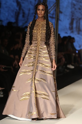 Grey Dori and Zari Wave Embroidered Gown by Samant Chauhan