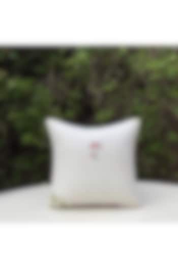 White Linen Blend Floral Cushion Cover by Studio Covers