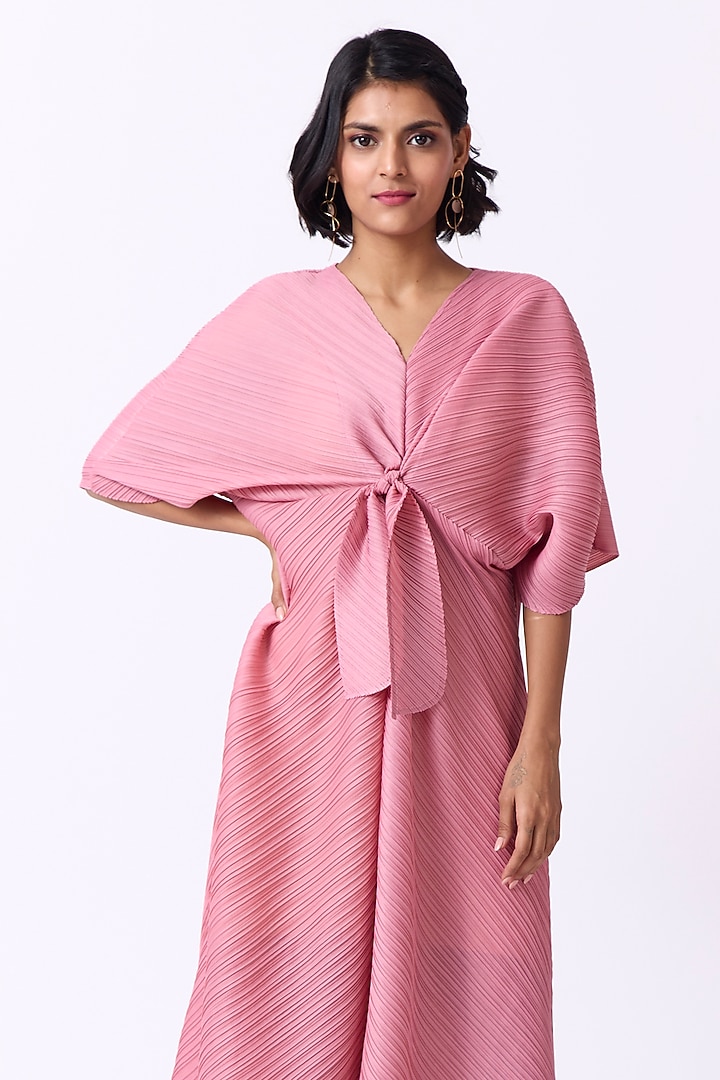 Pink Polyester Flared A-Line Summer Dress by Scarlet Sage at Pernia's Pop Up Shop